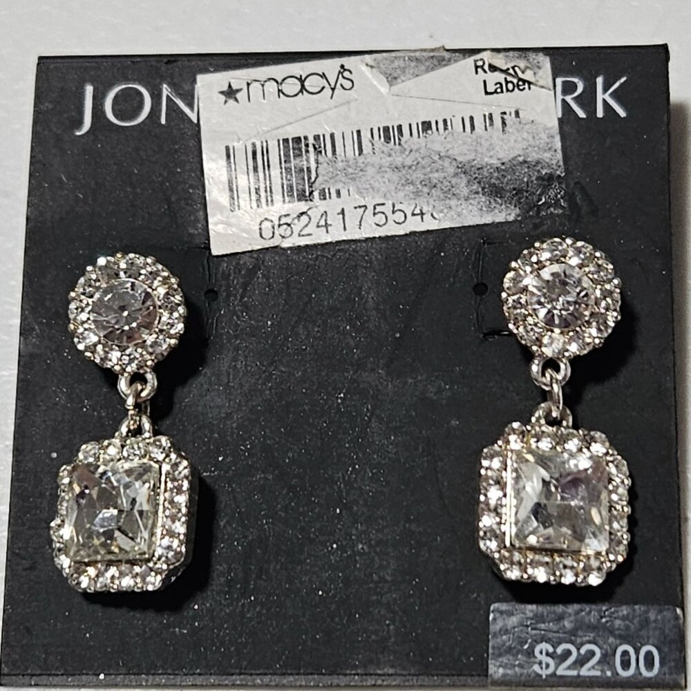 Jones New York Elegant Silver Tone Crystal Drop Earrings Fashion Jewelry Women